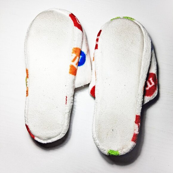 M&M Slippers Slip On Novelty Women's White Colorful Soft Trademarked - Picture 5 of 6
